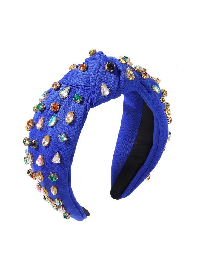 NVENF Crystal Knotted Headbands for Women, Beaded Jeweled Headbands, Wide Top Knot Headbands Summer Headpieces, Fashion Headbands - Image 1