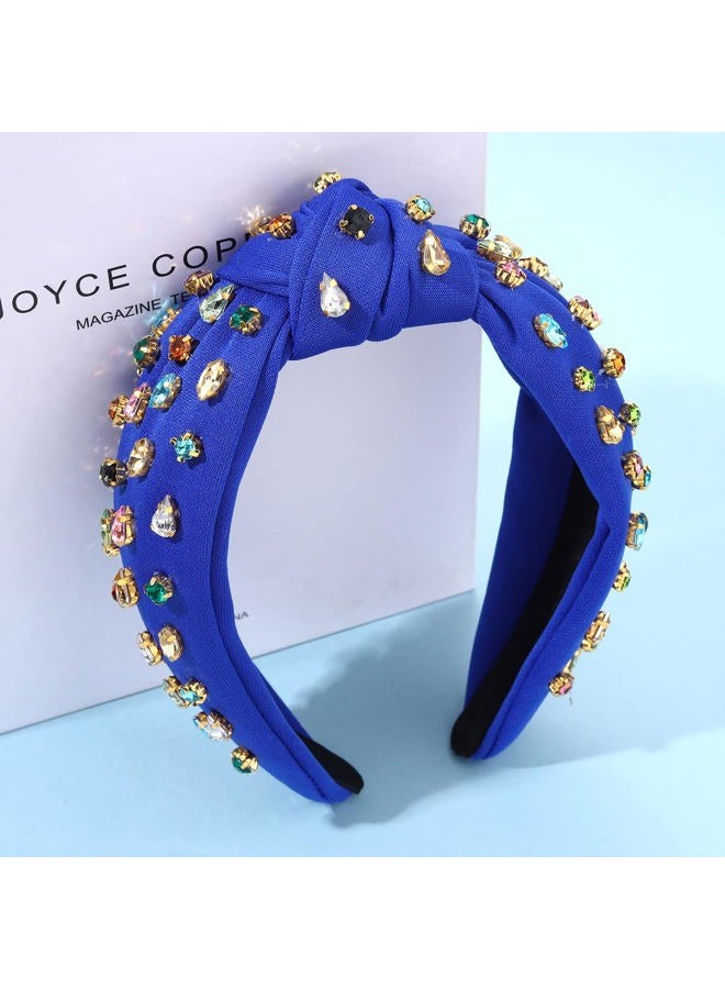 NVENF Crystal Knotted Headbands for Women, Beaded Jeweled Headbands, Wide Top Knot Headbands Summer Headpieces, Fashion Headbands - Image 5