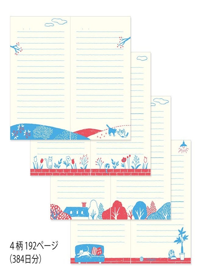 Designphil Midori 12887006 Diary with Embroidered Bookmark, Cat Pattern - Image 4