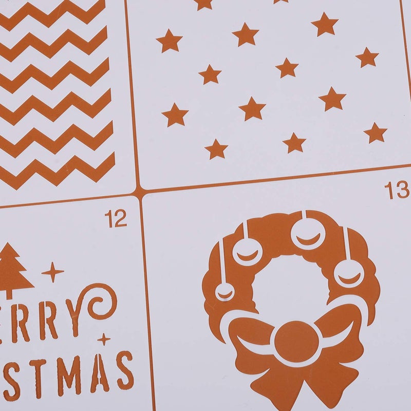 LOCOLO Reusable Christmas Painting Stencils, Plastic Stencils for Bullet Journal, Christmas Stencils for Painting on Wood, DIY Card Making (5×5″, 20Pcs, Pattern 1) - Image 2