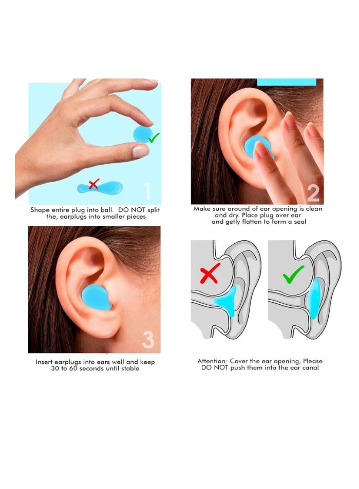 3 Pairs Gel Ear Plugs Reusable Silicone Earplugs Waterproof Moldable Swimming Earplugs Noise Cancelling Ear Plugs for Adults Ear Plugs for Swimming Sleeping Snoring Studying - Image 2