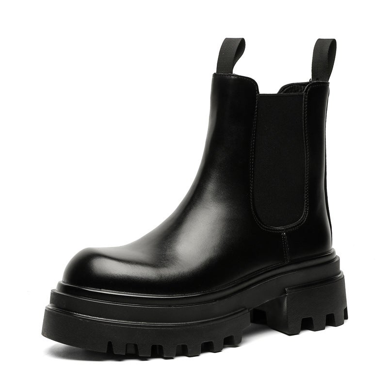 2024 Spring Thick Sole Height Increasing Workwear Boots British Short Boots Fashion Korean Style Smoke Boots Fashion Martin Boots - Image 1