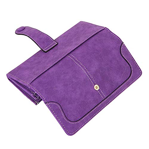 Cynure Women's Vegan Leather 17 Card Slots Card Holder Long Big Bifold Wallet,Purple - Image 4