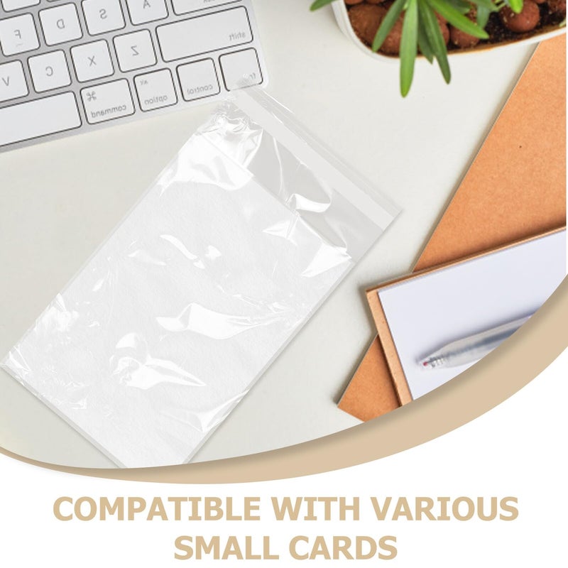 200Pcs 3 Inch Clear Plastic Self Adhesive Card Sleeves Photo Storage Bags - Image 4