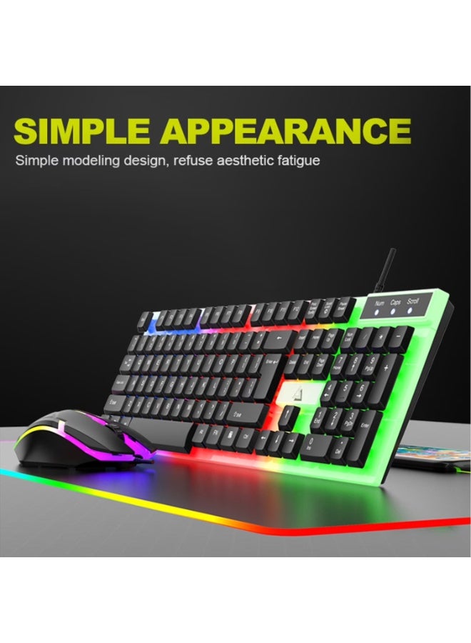 VODIRK GT100 Luminous RGB Backlit Gaming Keyboard Mouse Combo, Full-Size USB Keyboard with Number Pad and Function Keys, Ergonomic Colorful Gaming Mouse, Wired Plug-and-Play Connectivity, Stylish Black Design, and Reliable Performance for PC Users - Image 5