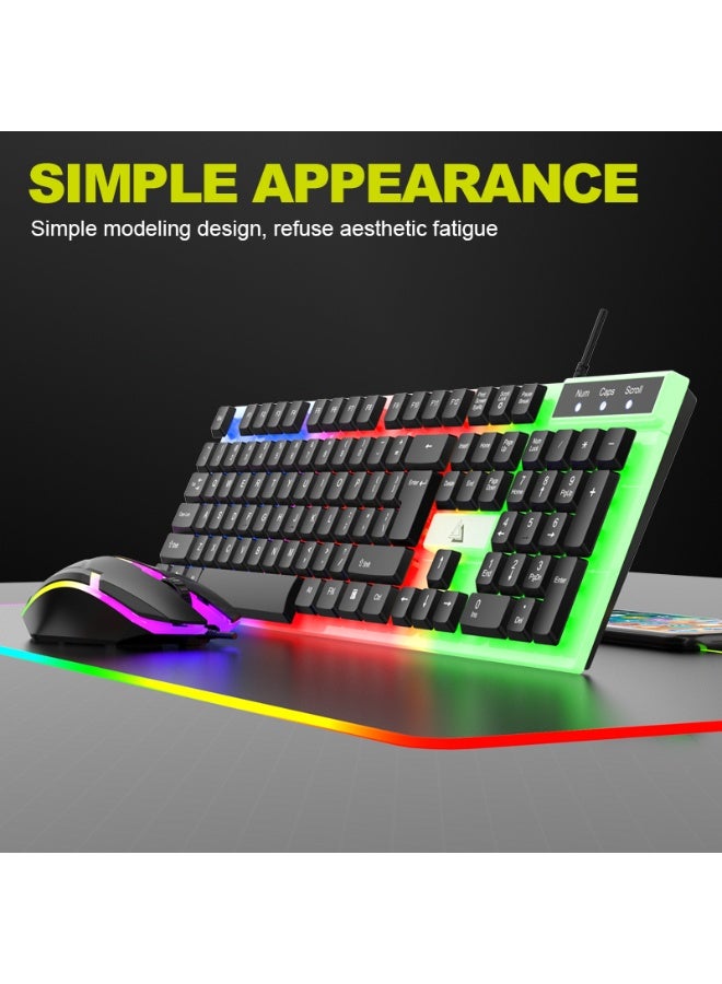 VODIRK GT100 Luminous RGB Backlit Gaming Keyboard Mouse Combo, Full-Size USB Keyboard with Number Pad and Function Keys, Ergonomic Colorful Gaming Mouse, Wired Plug-and-Play Connectivity, Stylish Black Design, and Reliable Performance for PC Users - Image 2
