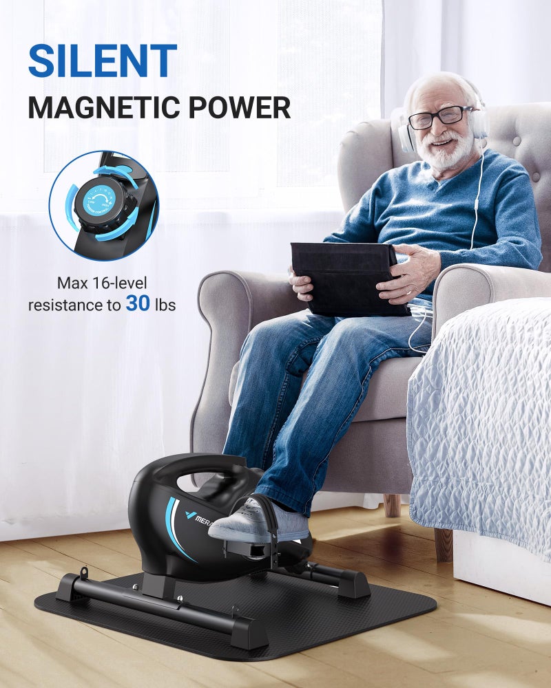 Merach Under Desk Bike Pedal Exerciser, Quiet Magnetic Mini Exercise Bike with MERACH App for Arm, Leg Recovery, Physical Therapy, Smooth Foot Desk Cycle - Image 3