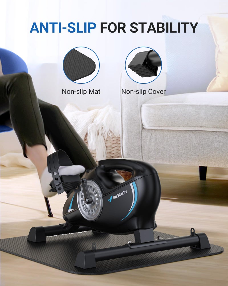 Merach Under Desk Bike Pedal Exerciser, Quiet Magnetic Mini Exercise Bike with MERACH App for Arm, Leg Recovery, Physical Therapy, Smooth Foot Desk Cycle - Image 2