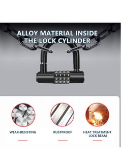 SYOSI Bike Lock, Heavy Duty Outdoor Waterproof Lock with Resettable Code, Digit Combination Padlock, 4 Digit Code Lock Anti Theft for Gates, Mountain Bike, Scooter Gym, School, Shed Lockers  - Image 5