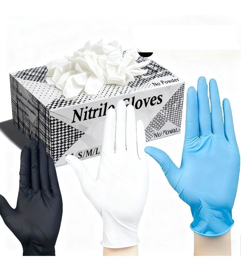 Disposable Nitrile Gloves Black 51 Pieces Flexible Durable Multipurpose - Image 1