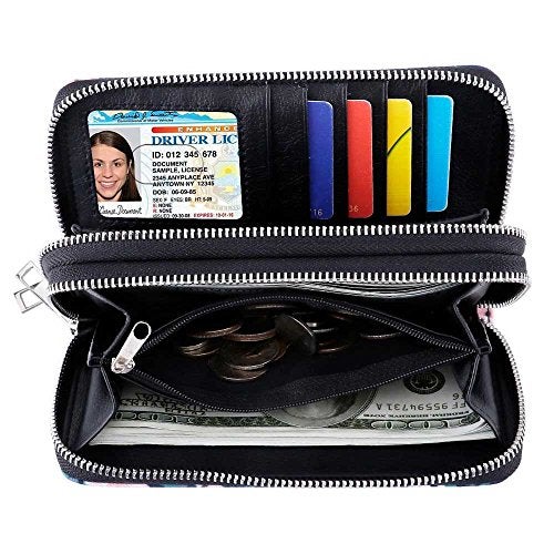 XEYOU Double Zipper Long Clutch Wallet Cellphone Wallet for Women with Removable Wristlet Strap for Credit Card, Cash, Coin, Bill - Image 3