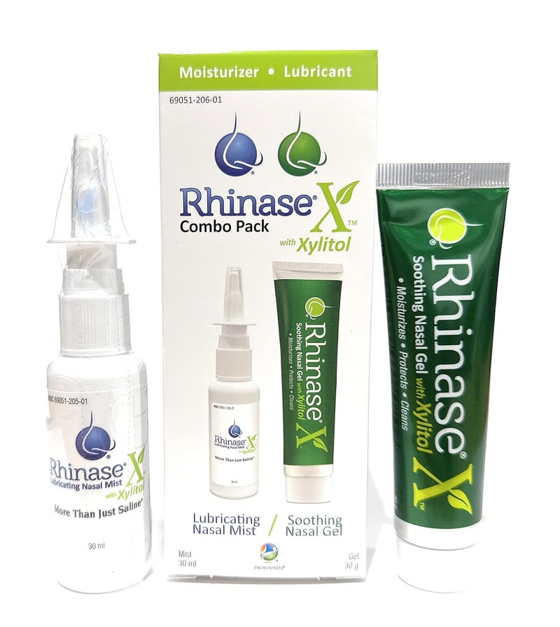 Rhinase X Combo Pack Nasal Gel 30g Spray 30ml for Complete Nasal Relief from Dryness Congestion Post Nasal Drip and Allergies Retain Moisture for Dry Nose Relief