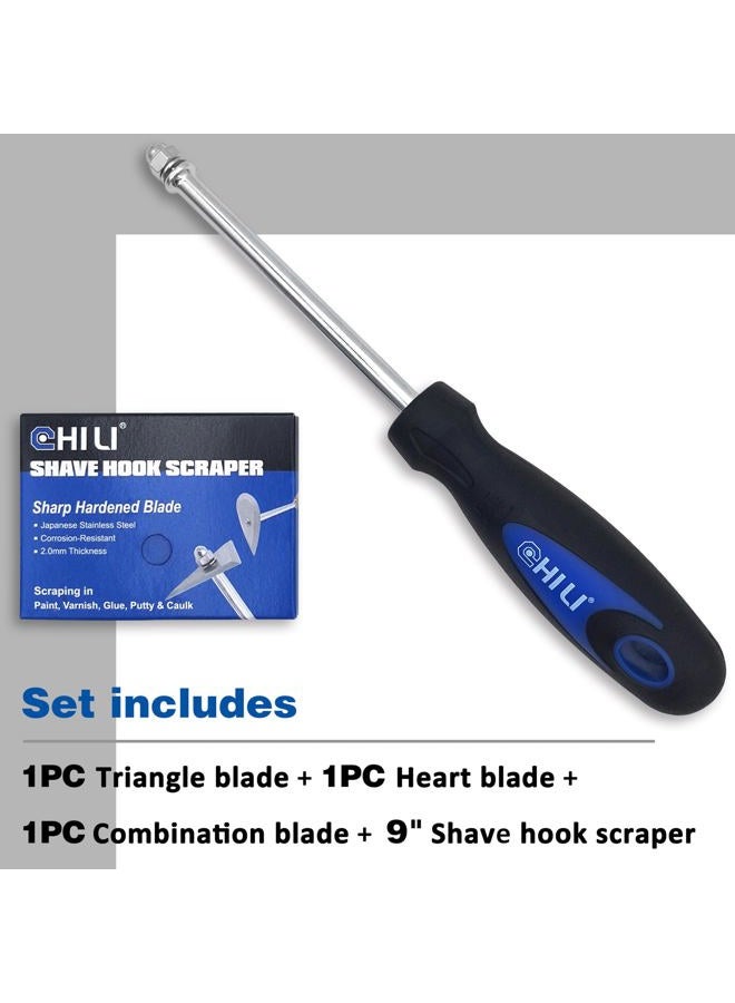 CHILI TOOLS 9 Inch Stainless Steel Shave Hook Set, Painting Scrapers, Paint Remover, Painters Tool for Woodworking, 3 PCS, Made in Taiwan - Image 2