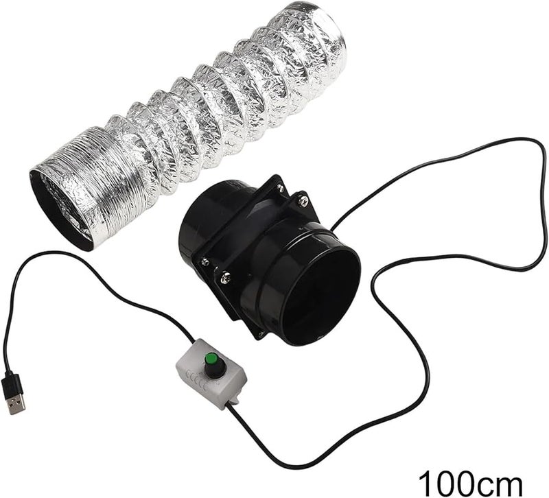 مروحة شفط مجاري بسرعة قابلة للتعديل 5 فولت USB مع ملف نحاسي تصميم صامت تشمل أنبوب 100 سم - Image 5