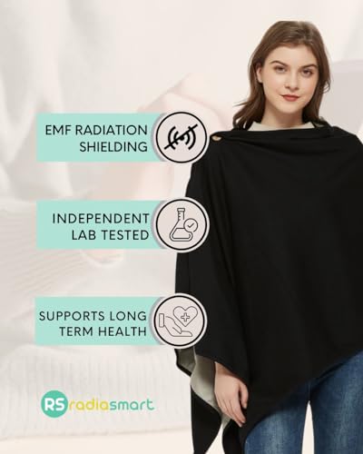 Radia Smart® EMF Protection Poncho, Wrap, Wearable Blanket. RF Radiation Shielding, WiFi Blocker, Protection Clothing 28" x 72", Black - Image 3