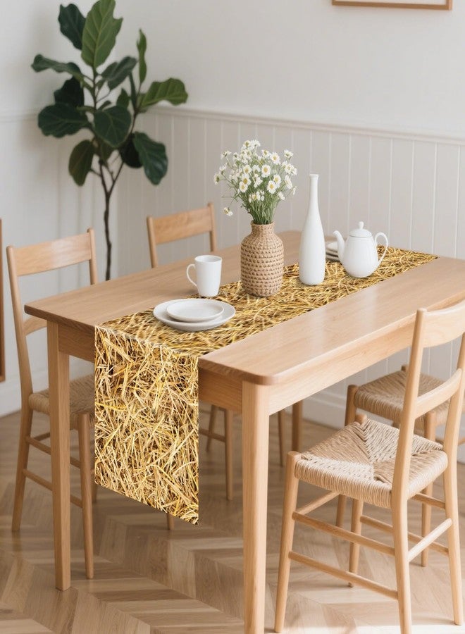 PTECDROTS 6Pcs Straw Table Runner Rectangular Farm Table Cloth Hay Stacks Table Runner for Western Barn Farm Barbecue Birthday Party Decorations, 14 x 108inch - Image 4
