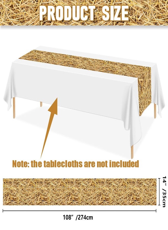 PTECDROTS 6Pcs Straw Table Runner Rectangular Farm Table Cloth Hay Stacks Table Runner for Western Barn Farm Barbecue Birthday Party Decorations, 14 x 108inch - Image 3