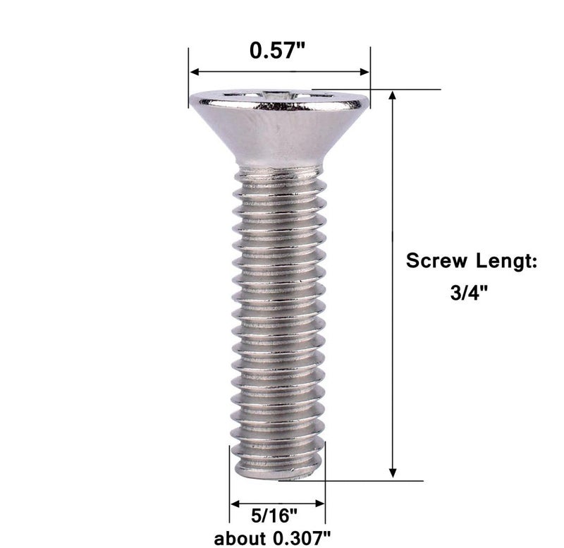 VAMUOEFL 5/16-18 x 3/4" Phillips Flat Head Machine Screws, Stainless Steel 304 (18-8), UNC Coarse Thread, Countersunk Head Machine Screws, 10Pcs - Image 2