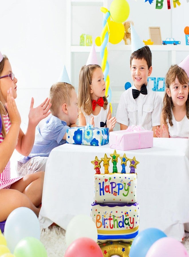 sewhick 38" Birthday Cake Foil Balloon, Self-Standing Two-tier Happy Birthday Mylar Balloon for Birthday Party Decorations Supplies - Image 4