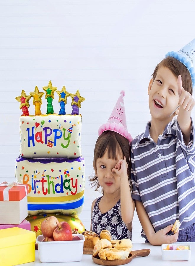 sewhick 38" Birthday Cake Foil Balloon, Self-Standing Two-tier Happy Birthday Mylar Balloon for Birthday Party Decorations Supplies - Image 3