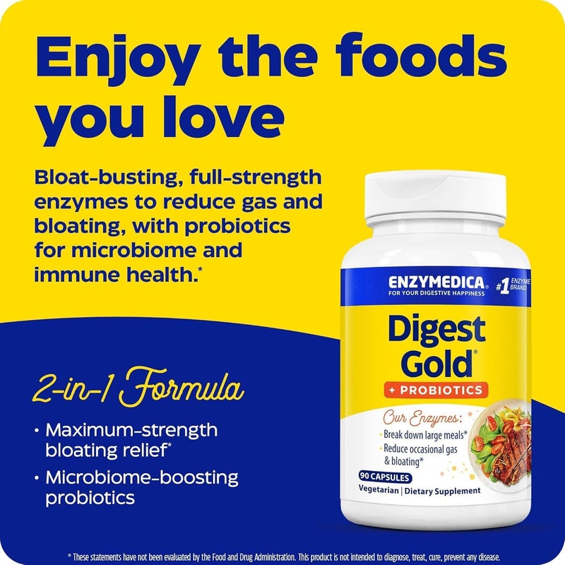 ENZYMEDICA Digest Gold + Probiotics, 90 Capsules - Image 3