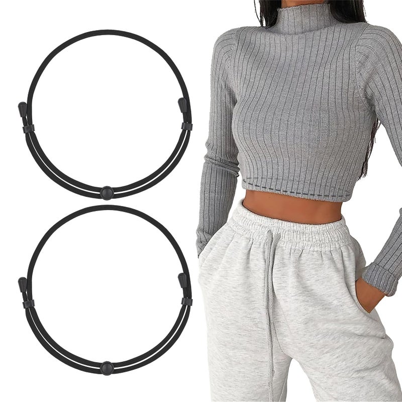 WHIPPY 2Pack Tuck Band Tool for Women Elastic Stretch Belts Tucking Shirts Sweater Cropping Belt Adjustable Crop Band for Top, Black+Black, M - Image 1
