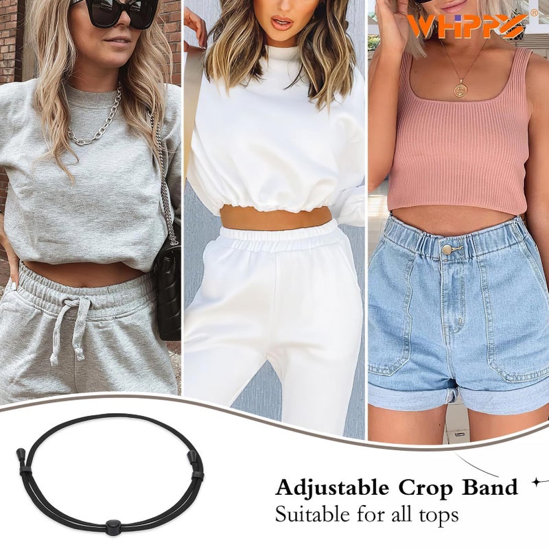 WHIPPY 2Pack Tuck Band Tool for Women Elastic Stretch Belts Tucking Shirts Sweater Cropping Belt Adjustable Crop Band for Top, Black+Black, M - Image 3