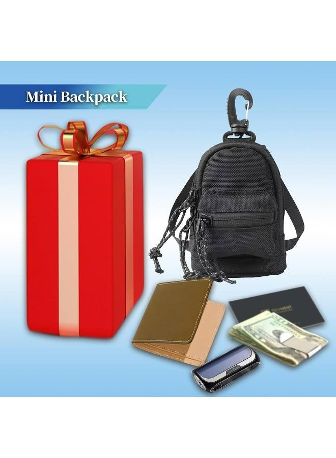 Coin Pouch for Men, Small Change Purse Keychain Wallet Bag for Women, Cute Mens Zipper Belt Car Holder, Mini Backpack Accessories. (Black) - Image 3