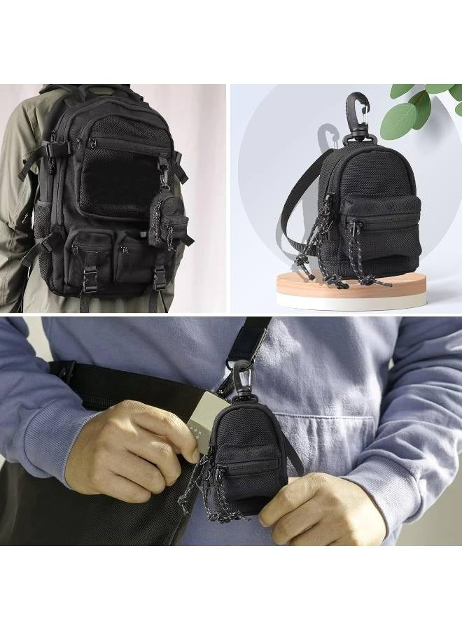 Coin Pouch for Men, Small Change Purse Keychain Wallet Bag for Women, Cute Mens Zipper Belt Car Holder, Mini Backpack Accessories. (Black) - Image 5