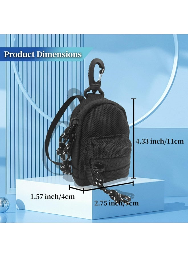 Coin Pouch for Men, Small Change Purse Keychain Wallet Bag for Women, Cute Mens Zipper Belt Car Holder, Mini Backpack Accessories. (Black) - Image 2