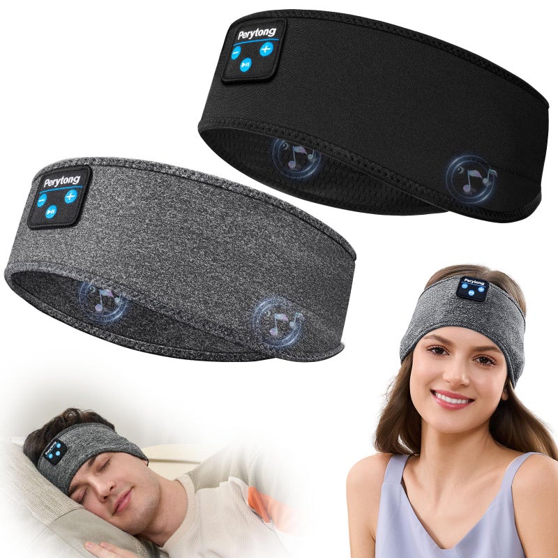 Perytong 2 Pack Sleep Headphones, Sleeping Headphones | Bluetooth Headband with Ultra-Thin HD Stereo Speaker, Wireless Headphone for Sports, Insomnia, Yoga, Air Travel, Meditation - Image 1