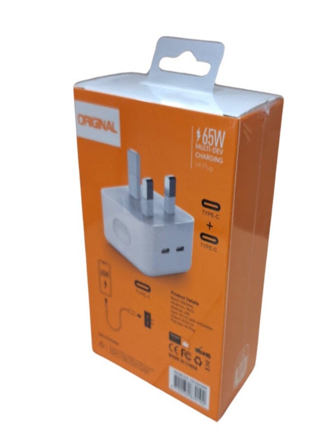 general USB C Wall Charger Block 65W, 2-Pack Dual Port PD Power Delivery Fast Type C Charging Block Plug Adapter for iPhone 11/12/13/14/ - Image 1