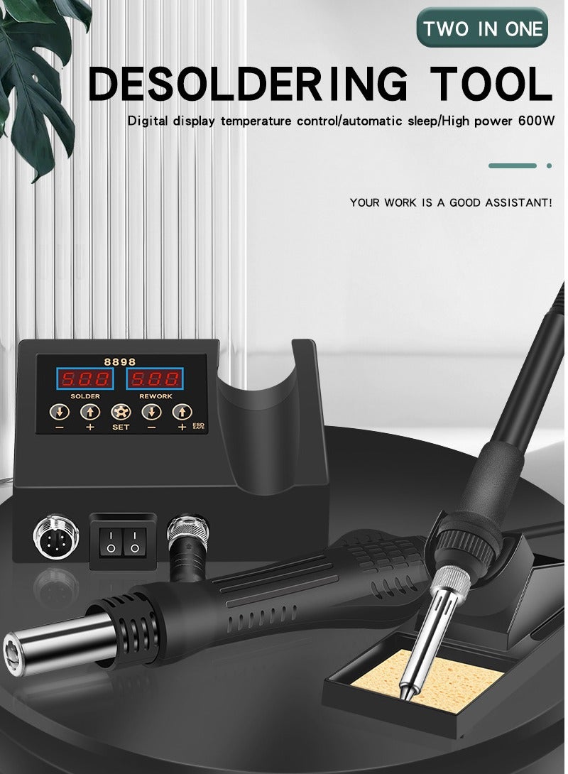 Soldering Station, 2 in 1 SMD Hot Air Rework and Soldering Iron Kit with °f /°c Hot Air Gun Cool/hot Air Conversion, Soldering Kit - Image 5