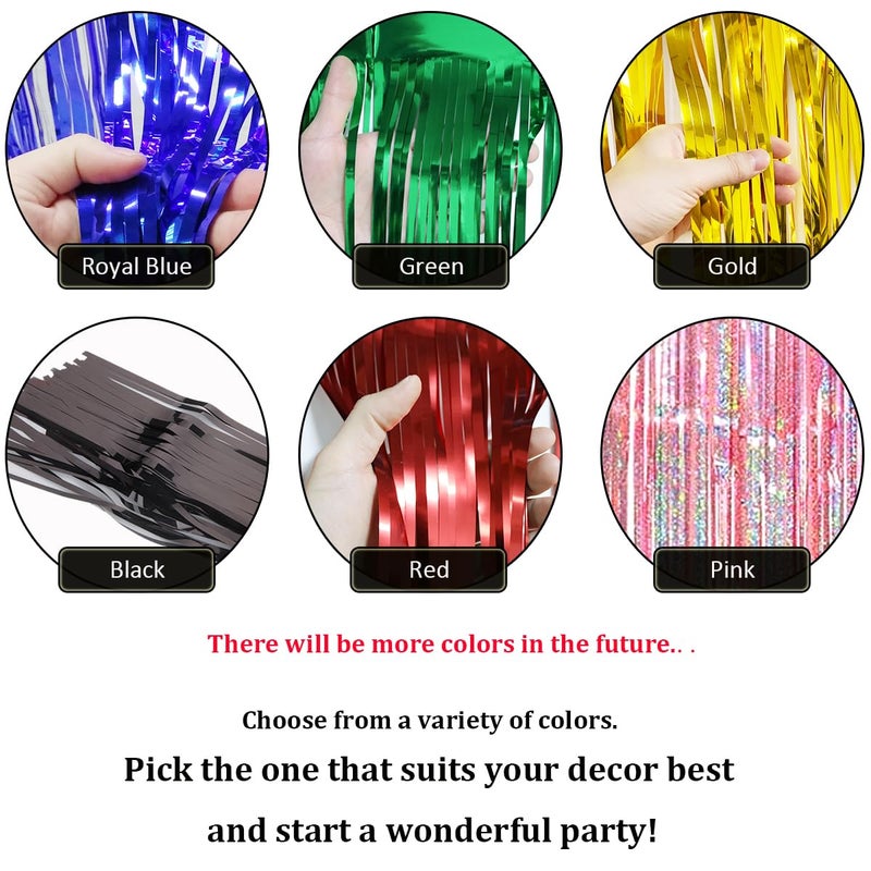 iiCheerful 4 Pack Iridescent Pink Total 40 Feet Foil Fringe Garland Metallic Tinsel Banner Wall Hanging Drapes Parade Float Skirting Decorations for Trailer Mardi Gras Party Birthday Wedding - Image 3