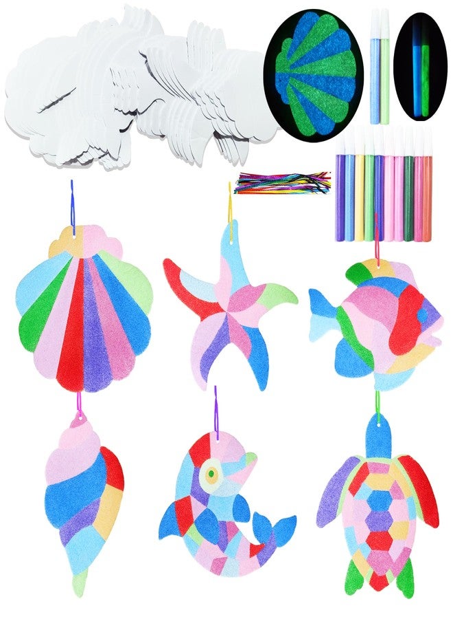 MLOLM 30 Sets Glow in The Dark Sand Art Kits, 12 Colors Ocean Sea Sand Painting Activity,DIY Sea Summer Craft for Beach Party Supplies, Home Art Project - Image 1