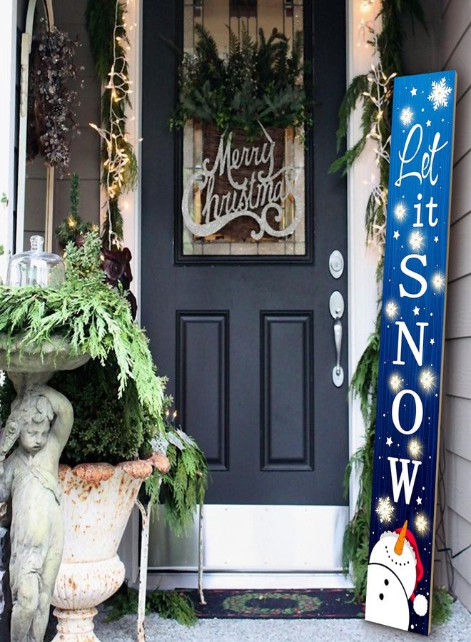 ARTDMT Lighted Wooden Welcome Porch Sign, 47.2"H Let It Snow Merry Christmas Winter Holiday Porch Board Sign for Front Door Farmhouse Outdoor Indoor Welcome Sign Wall Decor - Image 4