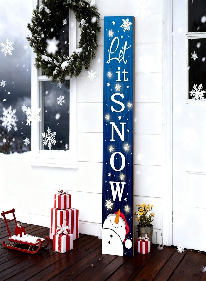 ARTDMT Lighted Wooden Welcome Porch Sign, 47.2"H Let It Snow Merry Christmas Winter Holiday Porch Board Sign for Front Door Farmhouse Outdoor Indoor Welcome Sign Wall Decor - Image 1