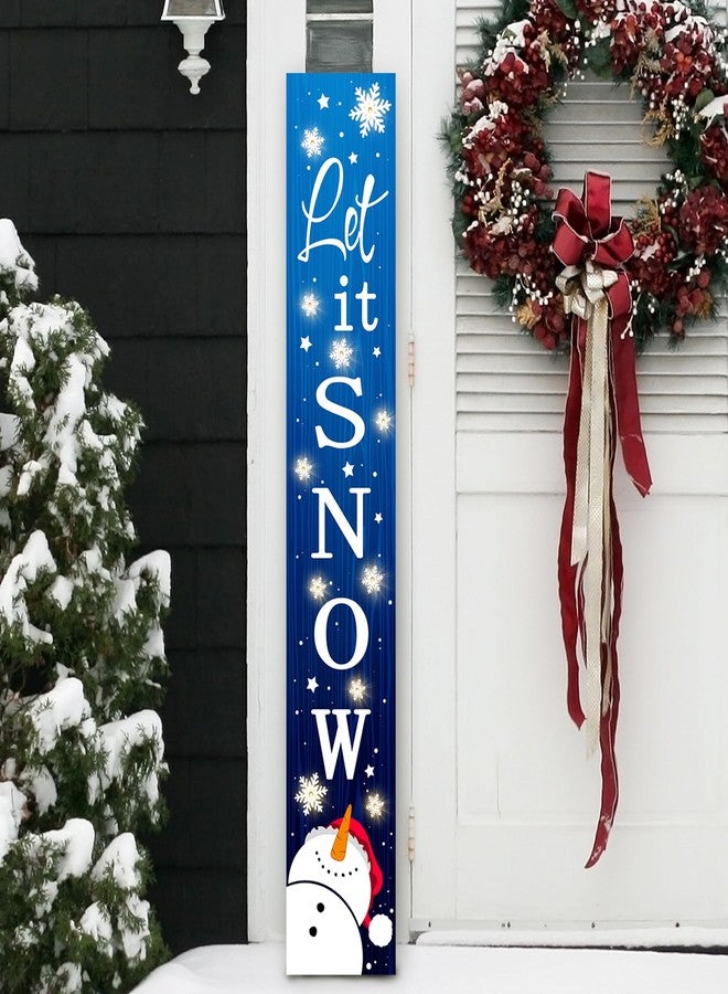 ARTDMT Lighted Wooden Welcome Porch Sign, 47.2"H Let It Snow Merry Christmas Winter Holiday Porch Board Sign for Front Door Farmhouse Outdoor Indoor Welcome Sign Wall Decor - Image 2