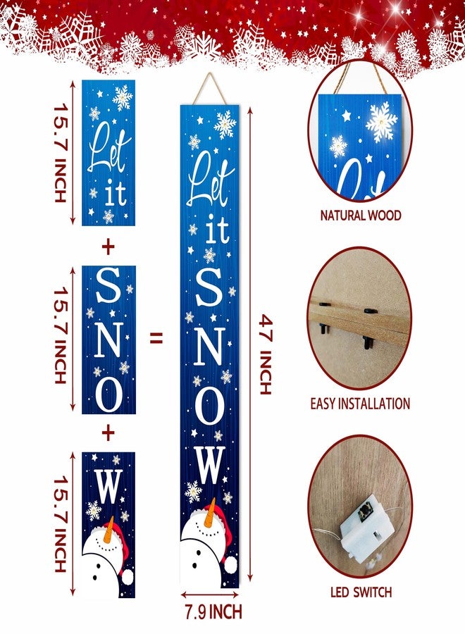 ARTDMT Lighted Wooden Welcome Porch Sign, 47.2"H Let It Snow Merry Christmas Winter Holiday Porch Board Sign for Front Door Farmhouse Outdoor Indoor Welcome Sign Wall Decor - Image 5