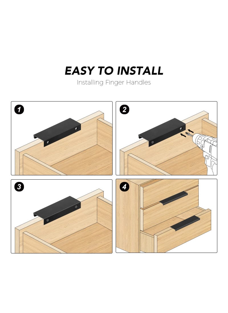 SYOSI 6 Pack Black Cabinet Finger Pulls, Finger Tab Handles 80mm/3.15" Length Edge Pulls Modern Drawer Pulls Minimalist Finger Pulls Matte Black Edge Handles for Kitchen Drawer Finger Edge Pull Tab Handle  - Image 3