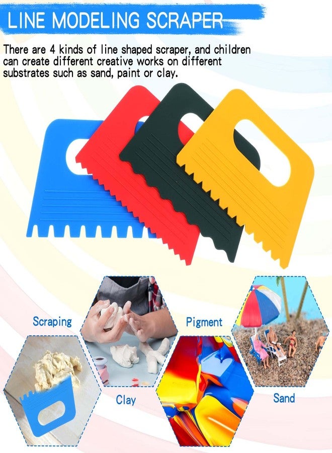 Ymapinc أداة مكشطة طلاء بلاستيكية من Ymapinc مكونة من 8 قطع، أدوات فنية بلاستيكية منقوشة، رسومات زيتية وجرافيتي يدوية الصنع، لعبة فنية منقوشة على قماش، معجون أكريليك، فن الجص، أداة مكشطة فخار - Image 5