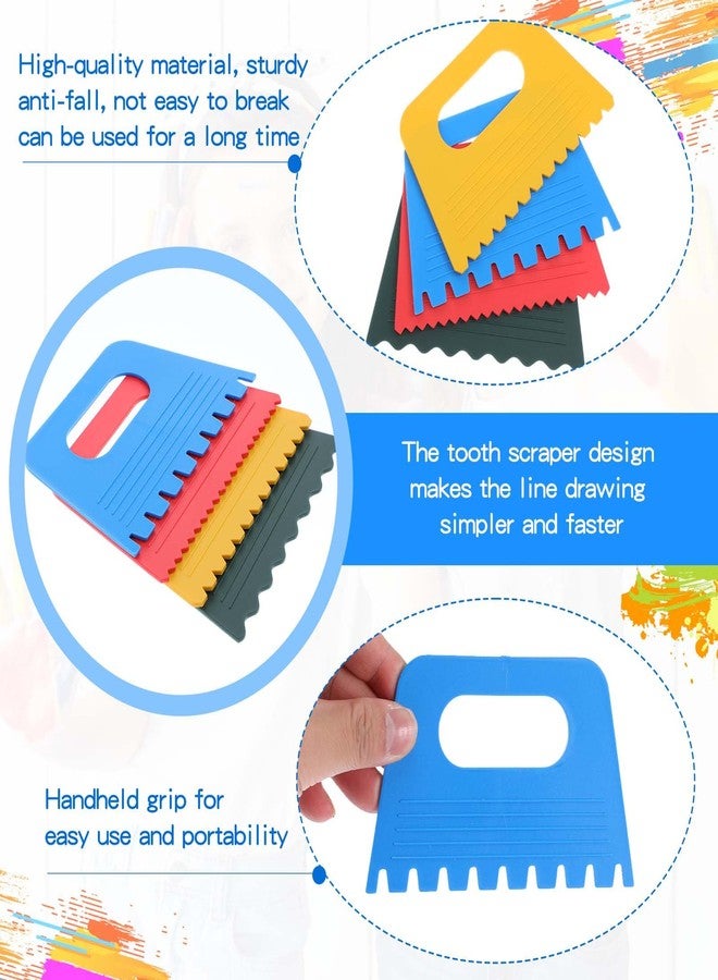 Ymapinc أداة مكشطة طلاء بلاستيكية من Ymapinc مكونة من 8 قطع، أدوات فنية بلاستيكية منقوشة، رسومات زيتية وجرافيتي يدوية الصنع، لعبة فنية منقوشة على قماش، معجون أكريليك، فن الجص، أداة مكشطة فخار - Image 3