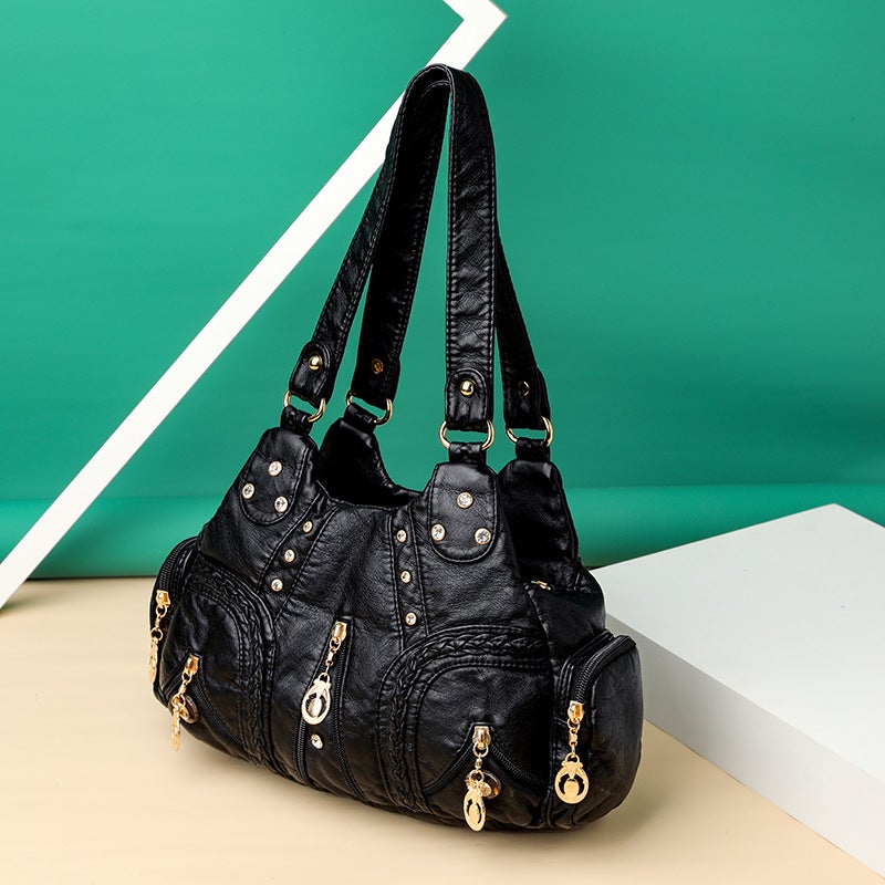 Women's Colorful PU Leather Shoulder Bag with Multi-Pockets - Image 4