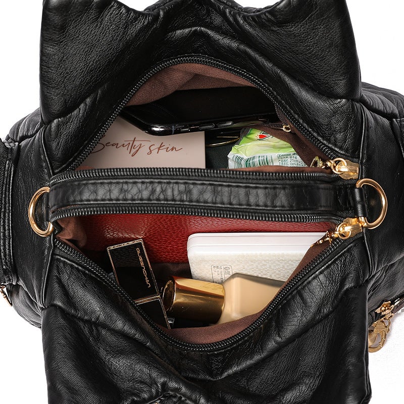Women's Colorful PU Leather Shoulder Bag with Multi-Pockets - Image 3