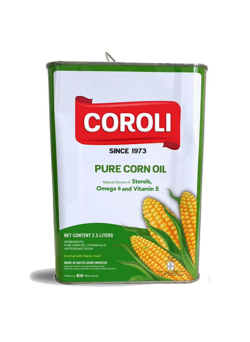 Coroli Pure Corn Oil 2.5 Liters Tin Can - Image 1