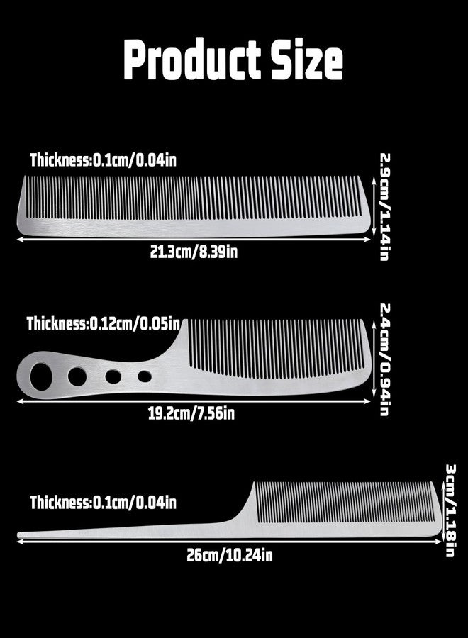 Elegaperma 3 PCS Metal Comb For Men, 304 Stainless Steel Stainless Steel Comb, Slim Metal Hair Combs for Women Men for Styling, Detangling and Salon - Image 2
