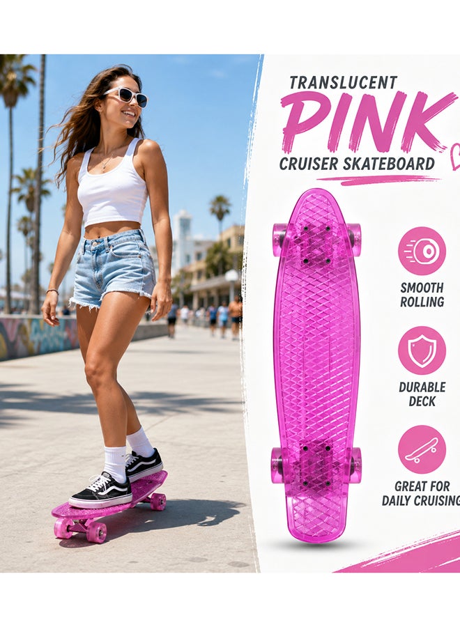 DEXO 22” Mini Cruiser Skateboard – Retro Plastic Penny Board with ABEC-7 Bearings, 59mm Urethane Wheels & T-Tool - Image 5