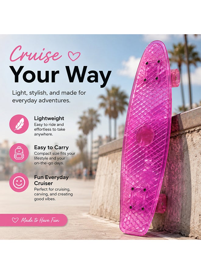 DEXO 22” Mini Cruiser Skateboard – Retro Plastic Penny Board with ABEC-7 Bearings, 59mm Urethane Wheels & T-Tool - Image 4