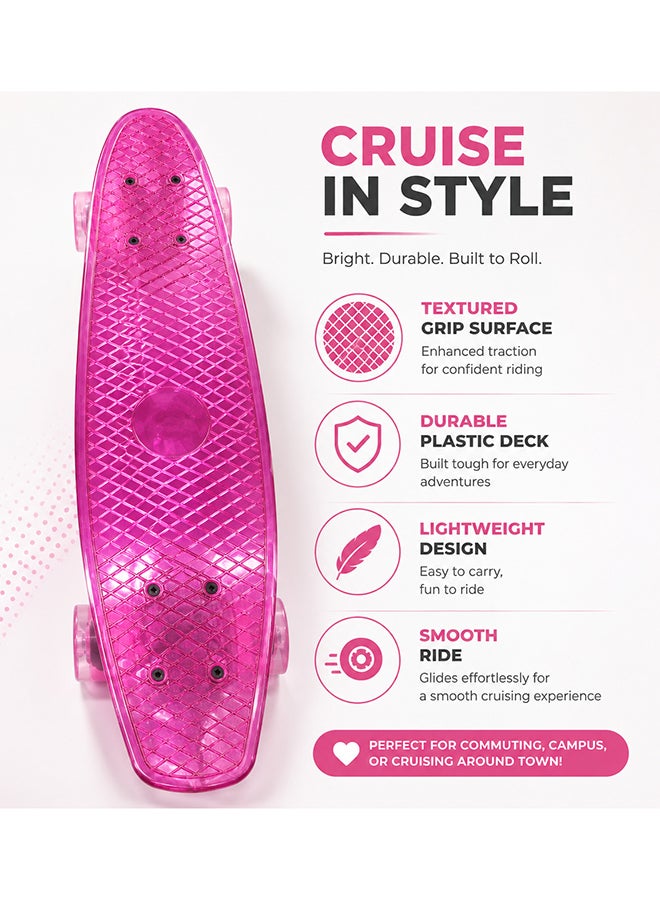 DEXO 22” Mini Cruiser Skateboard – Retro Plastic Penny Board with ABEC-7 Bearings, 59mm Urethane Wheels & T-Tool - Image 3