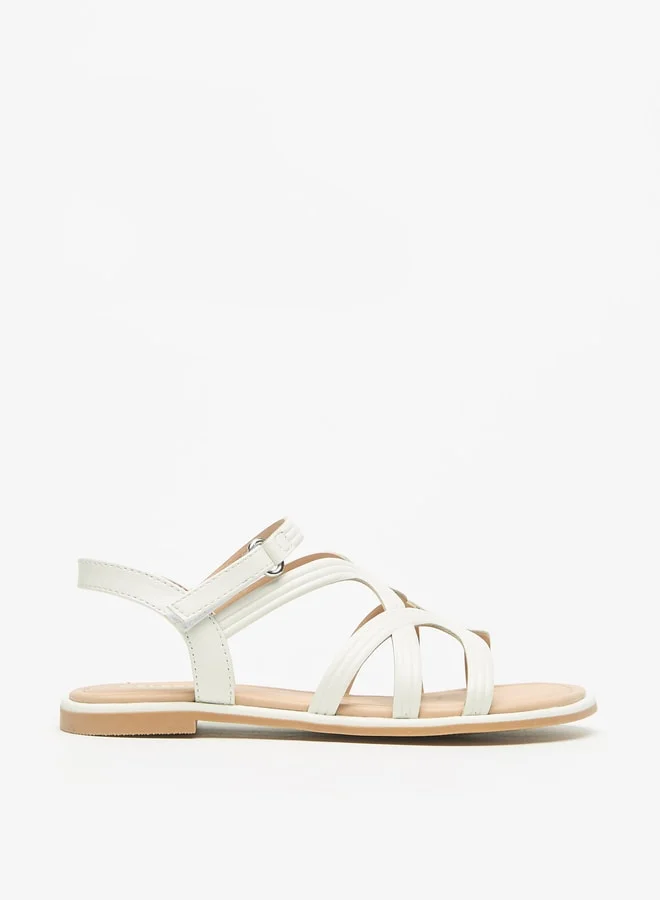 Celeste Girls Solid Strap Sandals with Hook and Loop Closure